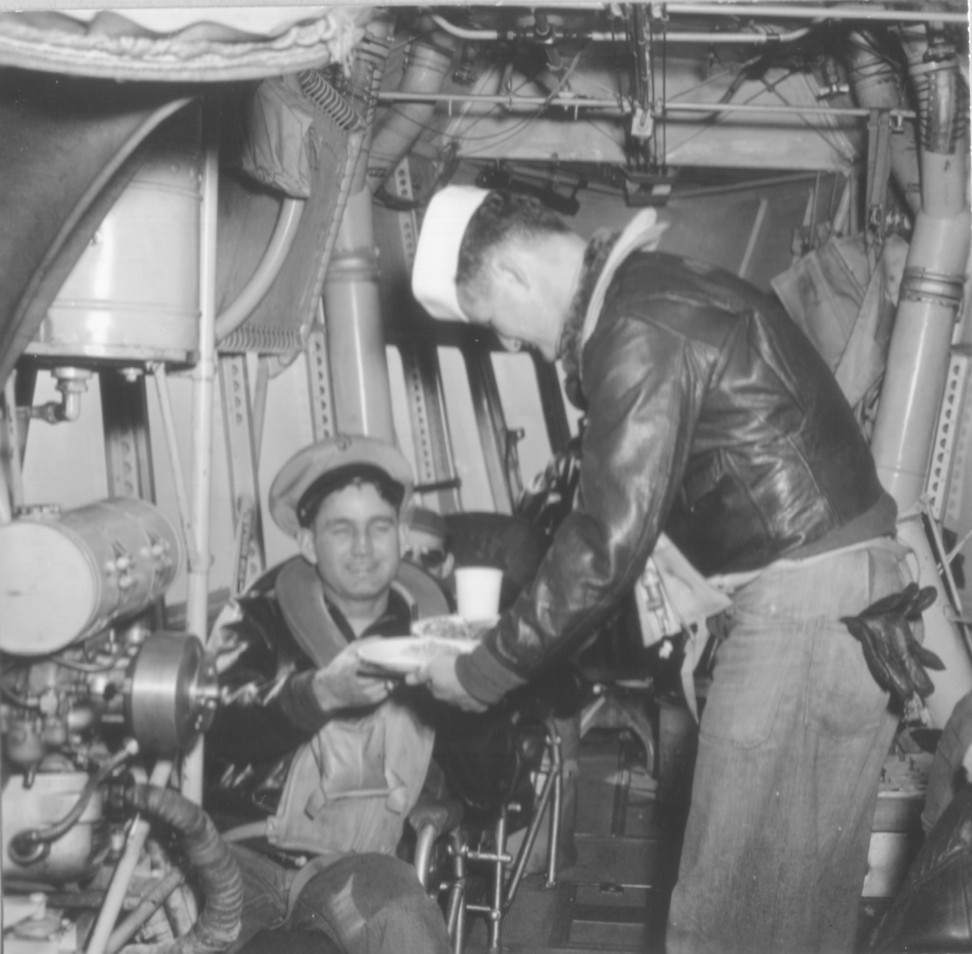 Breakfast is served aboard  the K-28 above the Atlantic. Photo courtesy of the Naval Airship Association. 